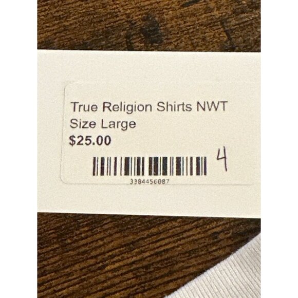 True Religion Mens Large White Graphic Tee Buddha Guitar Logo NWT - Picture 5 of 5